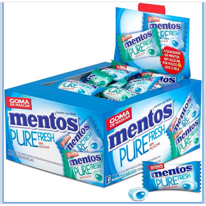 chiclete Mentos Pure Fresh Sem Açúcar – Caixa com 60 Unidades – Sabor Fresh Mint em Oferta na Shopee