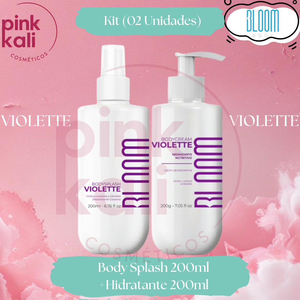 VIOLETTE (Body Splash 200ml+ Body Cream 200ml) BLOOM BODY BR Desodorante Hidratante Colonia Corporal Perfumado