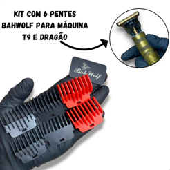 Kit 6 Pentes para maquina dragão T9 buda vintage barba pezinho disfarce cabeleleiro 1.5/2/3/4/6/9/mm Bahwolf
