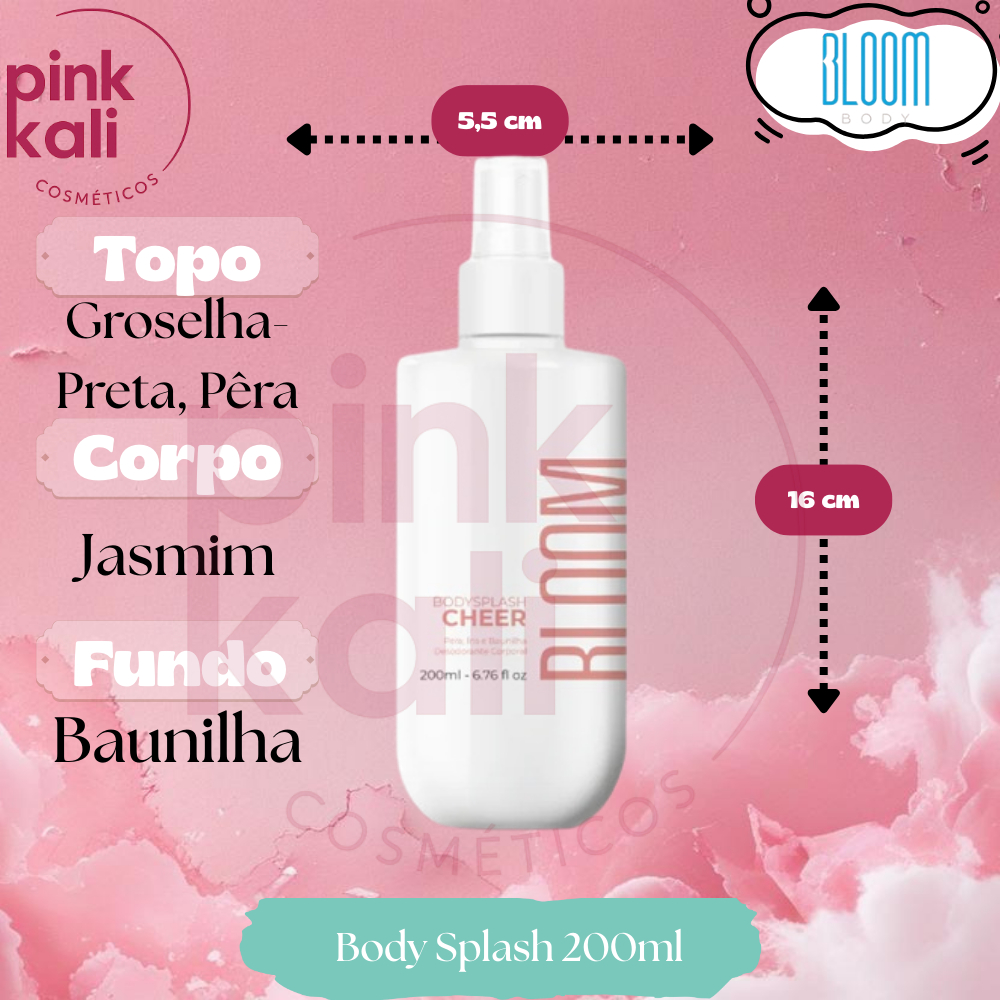 CHEER Body Splash Desodorante Colônia 200ml BLOOM BODY BR Corporal Perfumado Feminino Unissex
