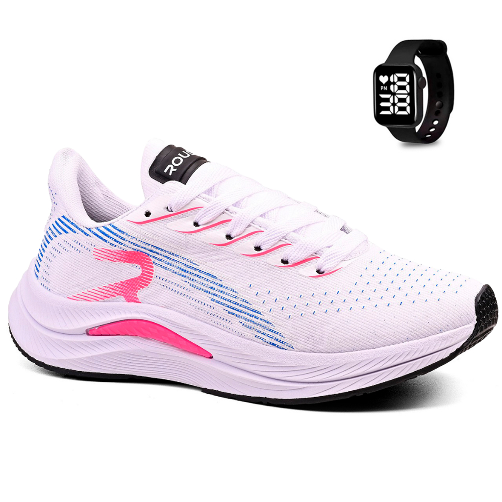 Kit Tênis Feminino Rouder Para Academia Corrida + Relógio Digital