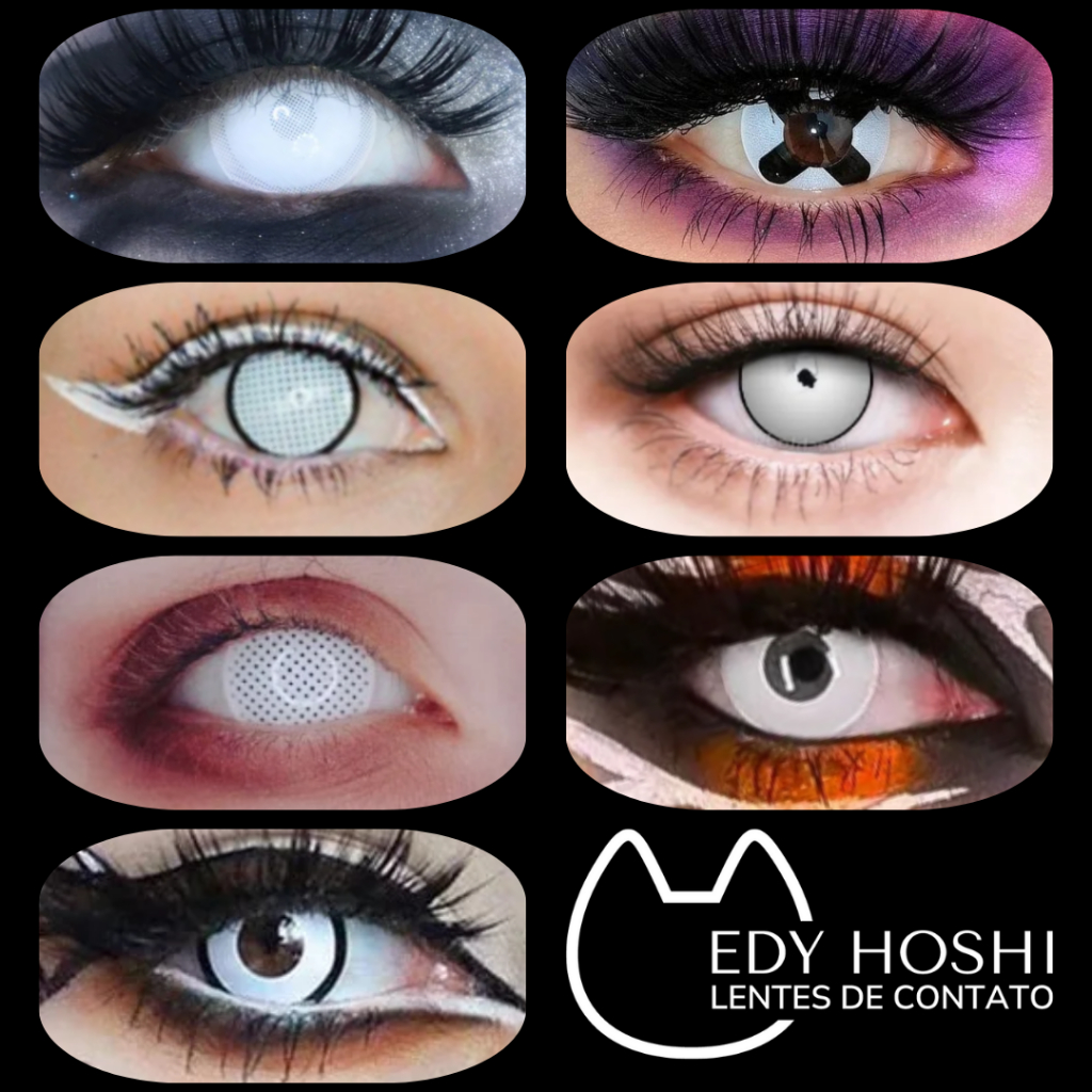 Lentes de Contato Edy Hoshi Branca - ANUAL - 1 Par - Cosplay - Fantasia - Halloween - Zombie - Hinata - Rick