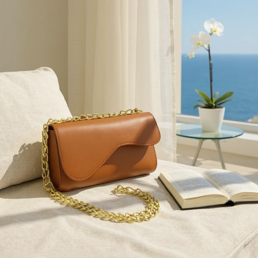 Bolsinha pequena com corrente reforçada transversal e ombro fechamento em dois imãs cabe celular