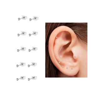 kit 5 pares Brinco ponto de luz pedra zircônia em aço inox antialérgico em Oferta na Shopee