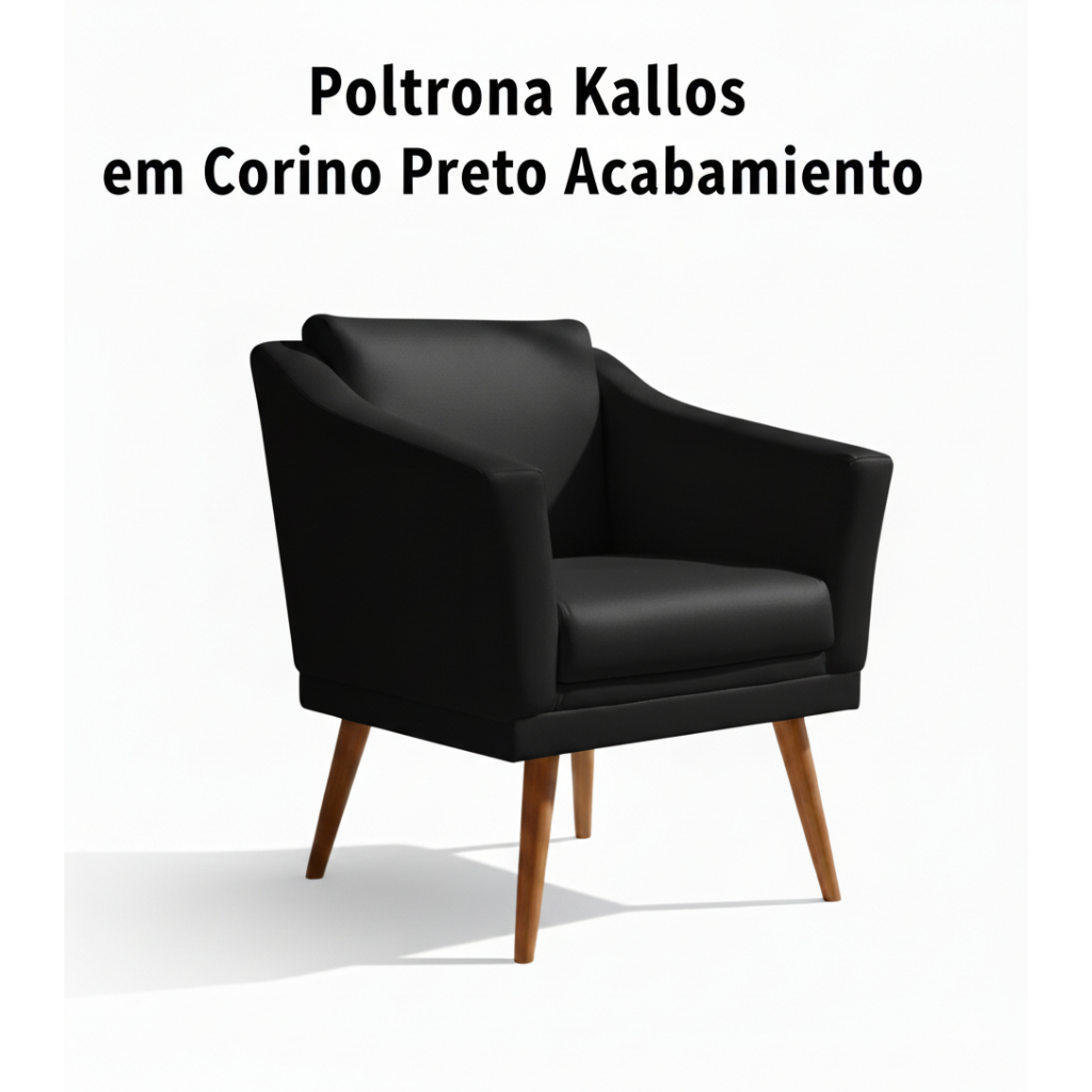 🪑 Poltrona Kallos em Corino Preto – Conforto e Elegância