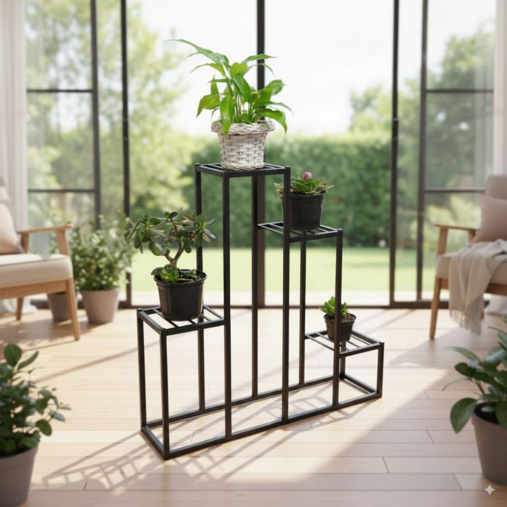 Suporte Floreira Para Plantas Vasos e Flores em Metal Horizontal Estante 80 cm Altura