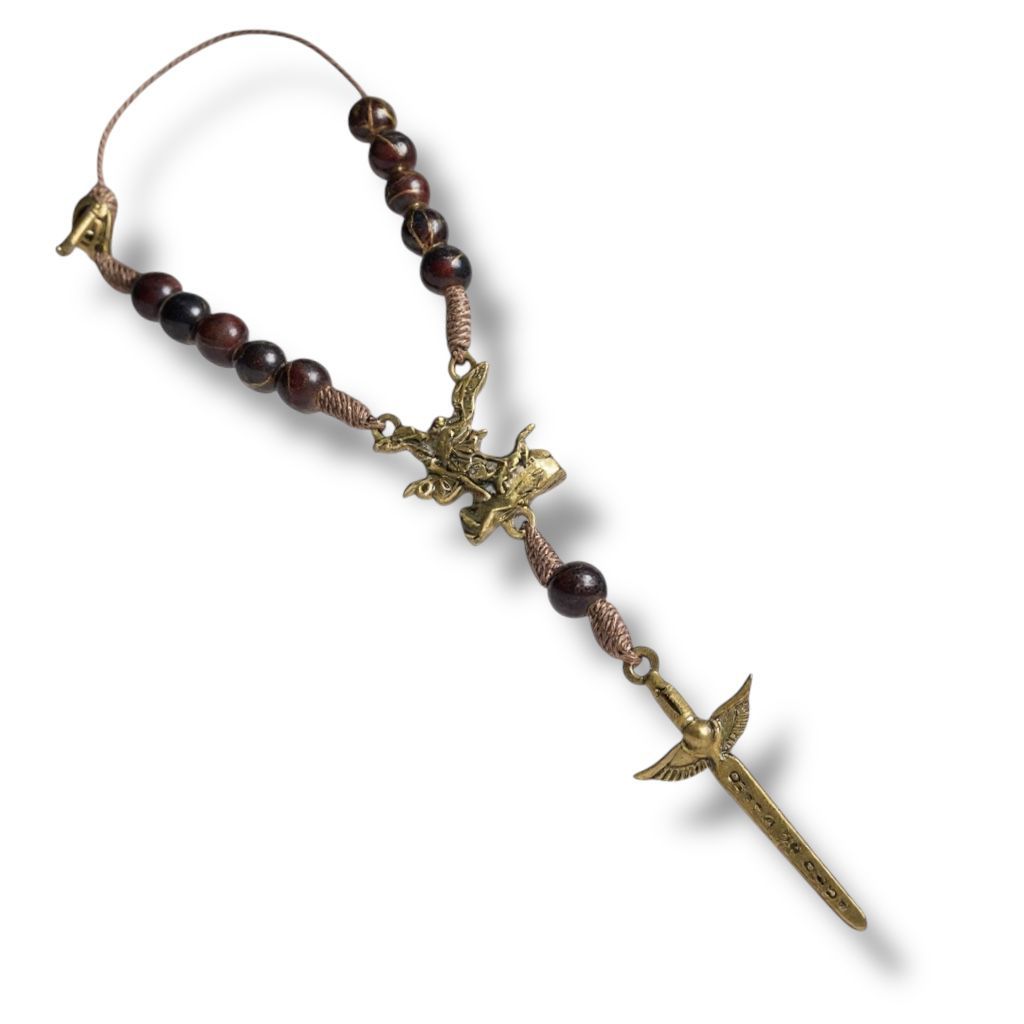 Terço Dezena Retrovisor De Carro São Miguel Espada Crucifixo em Oferta na Shopee