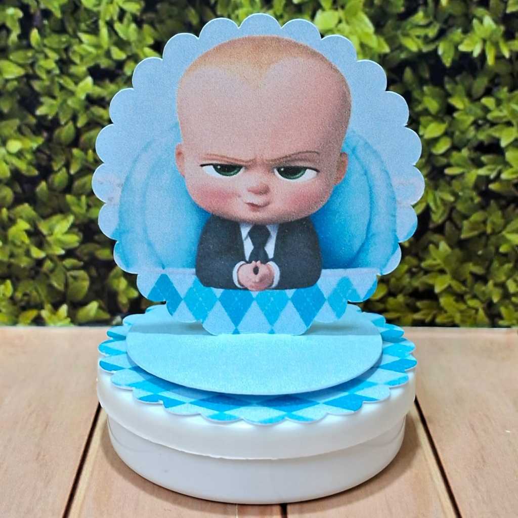 Aplique 3D em Pé, Tag Personalizada para Lembrancinha de Festa O Poderoso Chefinho