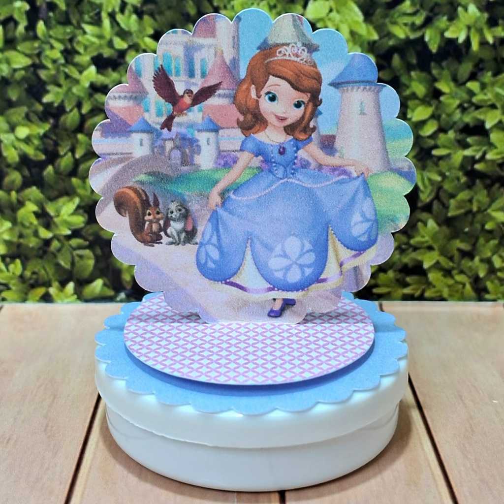 Aplique 3D em Pé, Tag Personalizada para Lembrancinha de Festa Princesa Sophia