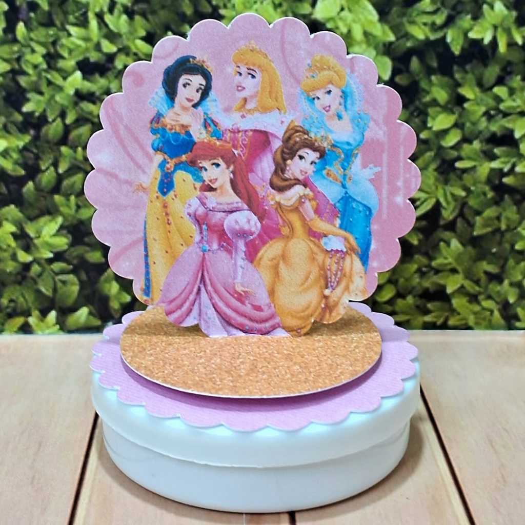 Aplique 3D em Pé, Tag Personalizada para Lembrancinha de Festa Princesas Disney