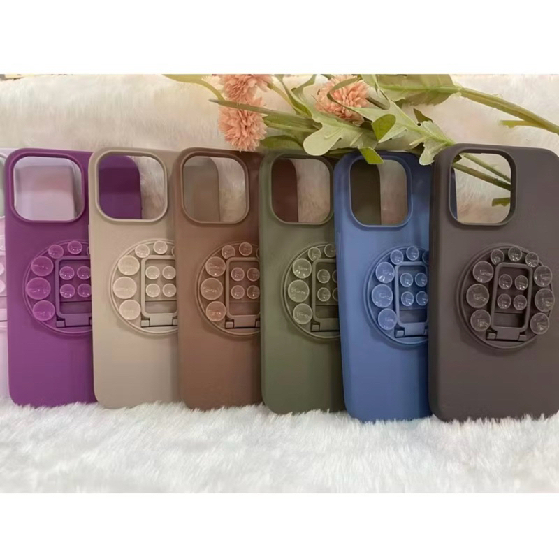 Capa case Luxo capinha Celular Silicone para telemóvel com suporte de ventosa invisível para iphone