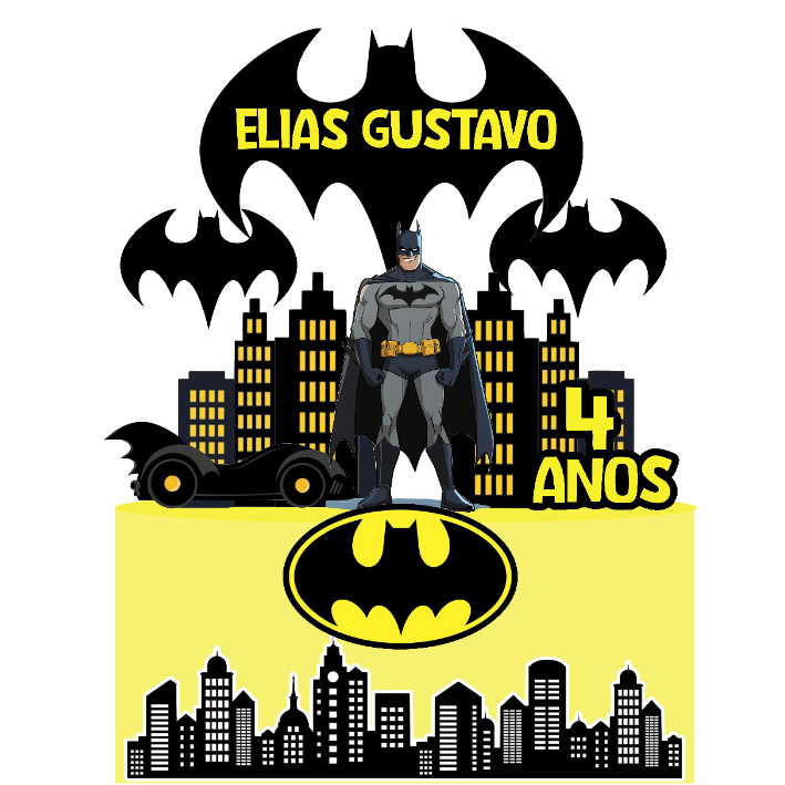 Topper de bolo Batman - Topo de bolo Personalizado Nome + Idade - Festa Infantil