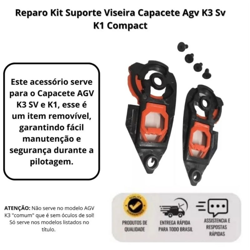 Kit Reparo Capacete AGV K3 SV /K1 — imagem 2 de 2