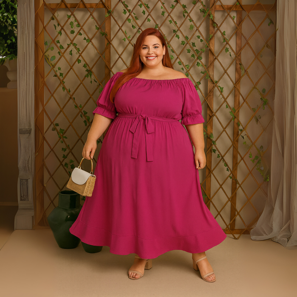 Vestido Longo Plus Size 48 ao 58 modelo ombro a ombro Feminino ciganinha Curves em Oferta na Shopee