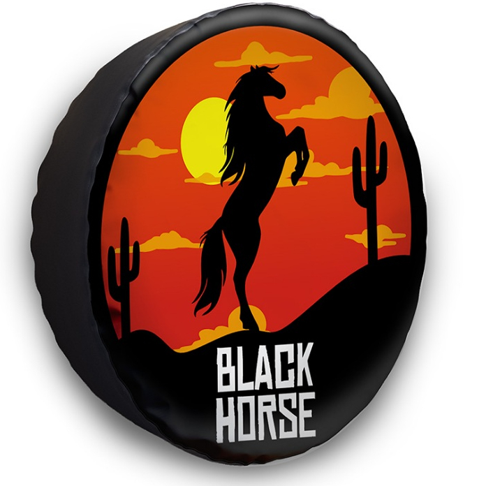 Capa Para Estepe Carro Aro 15 E 16 Ecosport Spin Active Doblo Idea Acessórios Carro Black Horse Cavalo Preto
