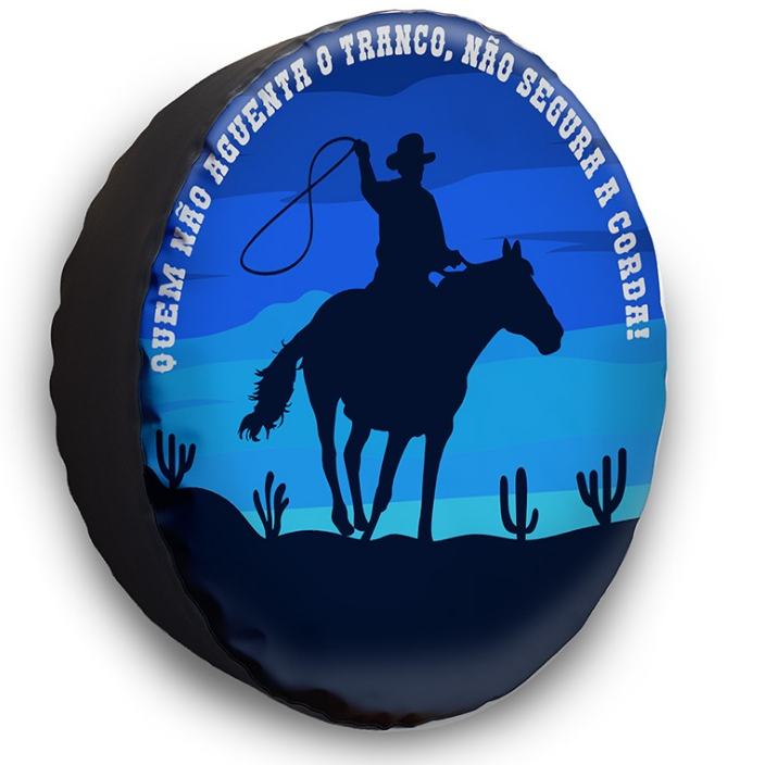 Capa Para Estepe Carro Aro 15 E 16 Ecosport Spin Active Doblo Idea Citroen C3 Aircross Crossfox Cowboy Cavalo Azul