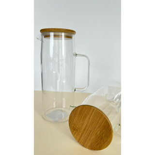 JARRA SUCO AGUA VIDRO 1L TAMPA BAMBU 8,5 X 22,5 X 13 CM em Oferta na Shopee