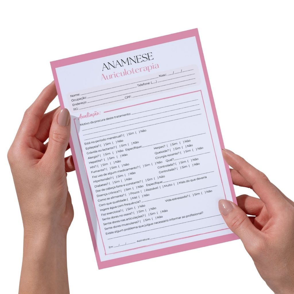 Ficha de anamnese auriculoterapia bloco em Oferta na Shopee