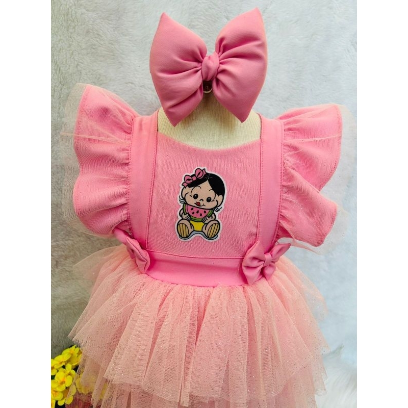 romper salopeti temático tema magali baby rosa