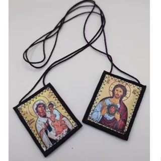 Escapulário Católico de tecido  Nossa Senhora do Carmo lã batida com cordão estampa de ícone. em Oferta na Shopee
