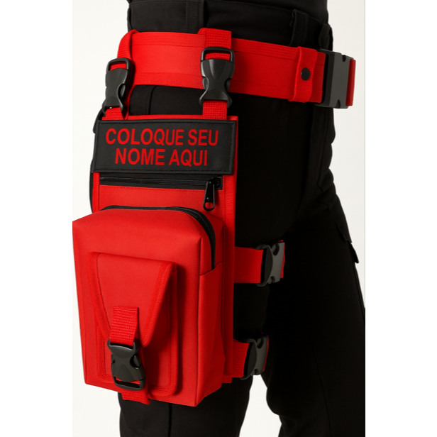 Kit Bornal Pochete Vermelho com Cinto + Bordado Personalizado