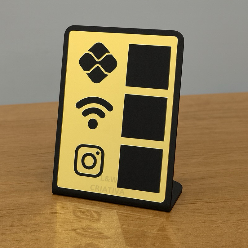 Placa PIX Display para Mesa e Balcão –  PIX, Wi-Fi e Instagram em Oferta na Shopee