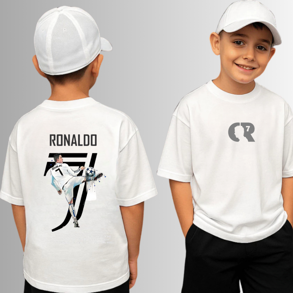 Camiseta Infantil Juvenil Unissex Cristiano C R 7 Ronaldo Times Futebol Jogador Siuuuuu