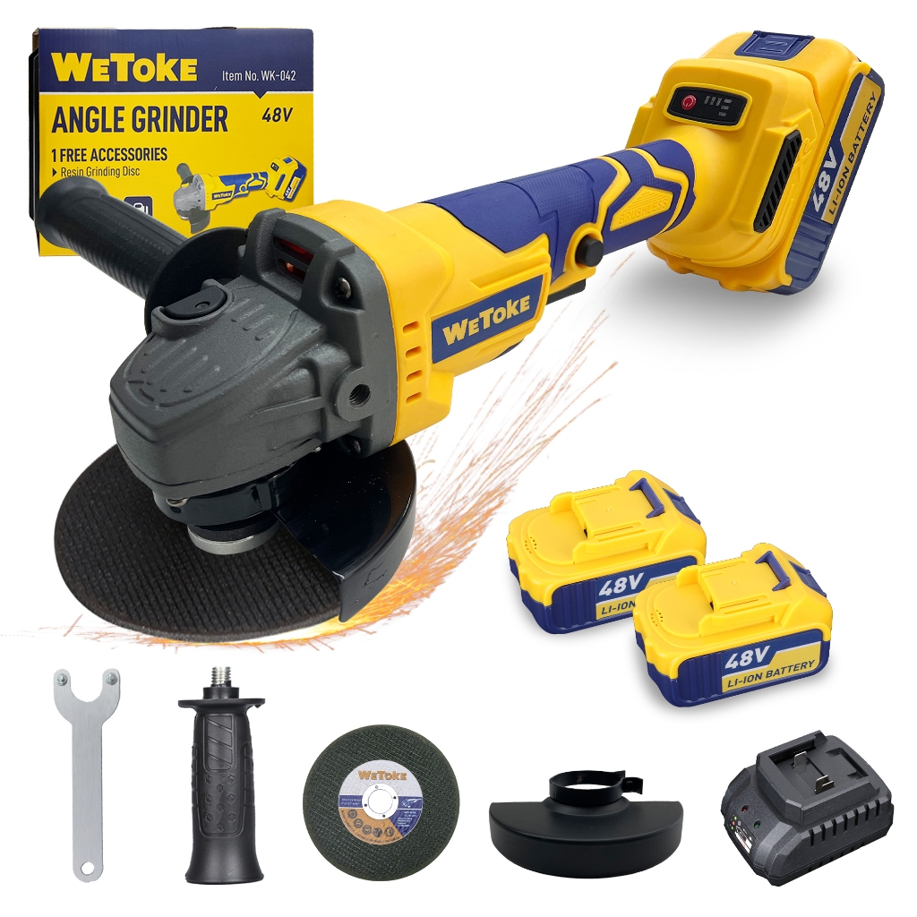 Esmerilhadeira Lixadeira Angular 48v 125mm 2 Bateria 8500rpm Amarelo 50 Hz / 60 Hz WK-042