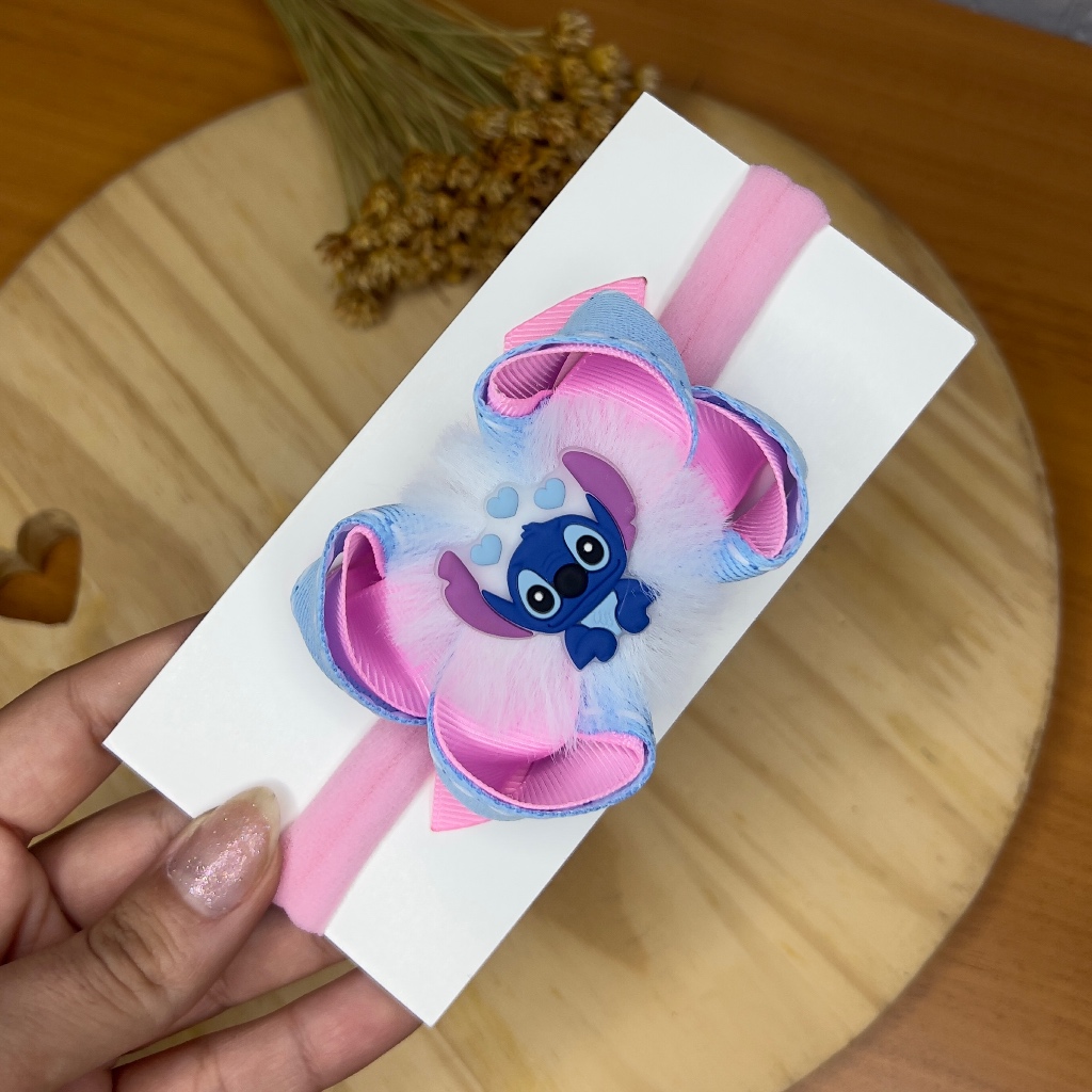 Parzinho de laços meninas Stitch luxo ou faixinha bebê