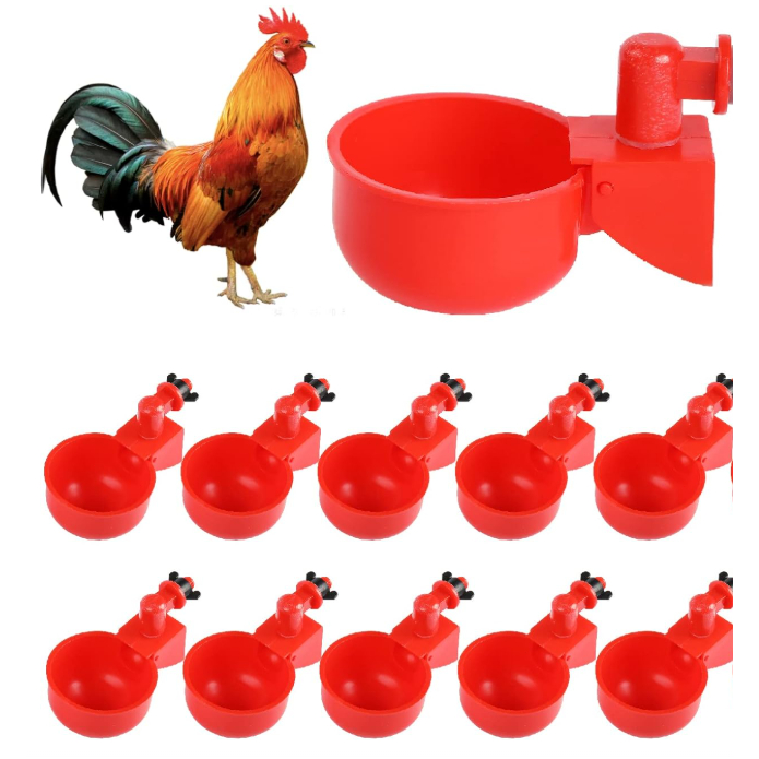 10 Bebedouro Automático Para Aves Galinhas - Copo De Água Cor Vermelho