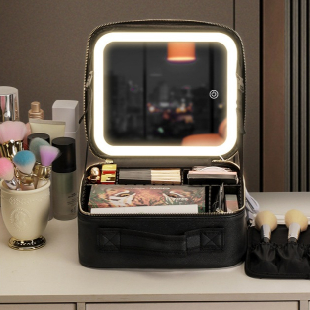 Kit Maleta Maquiagem completo Profissional Com Espelho de maquiagem