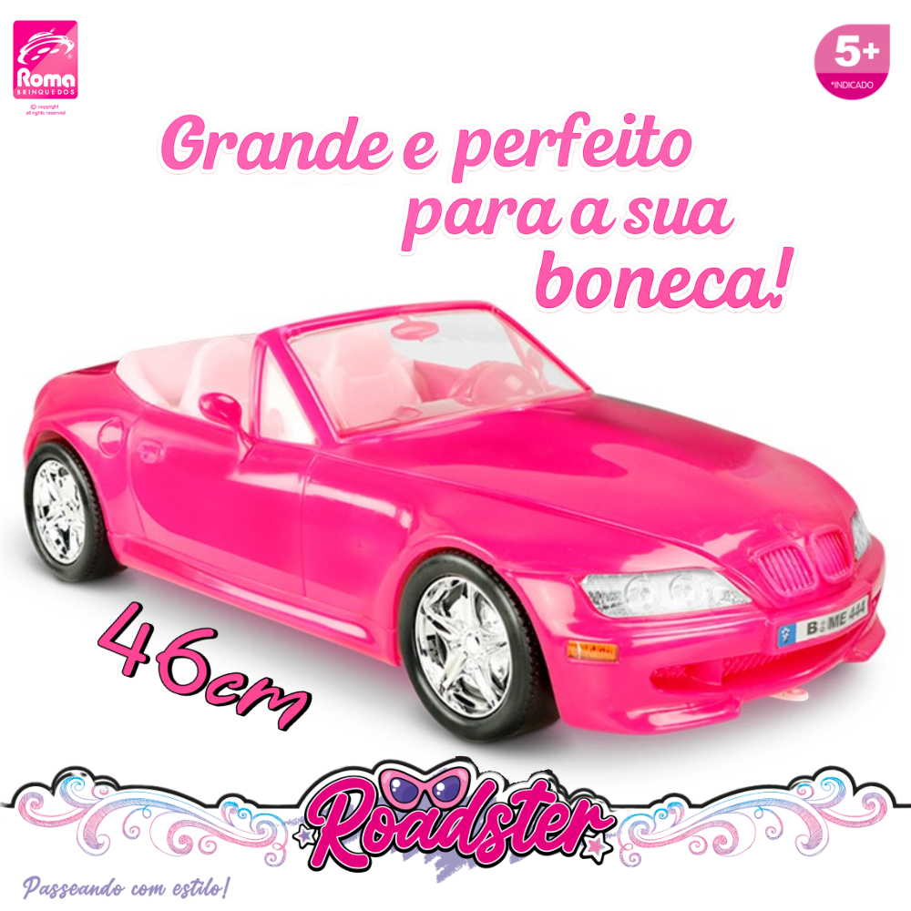 Carro Roadster Rosa 46cm Conversível de Brinquedo para Boneca Carro Grande Infantil Menina Estilo Barbie Presente em Oferta na Shopee