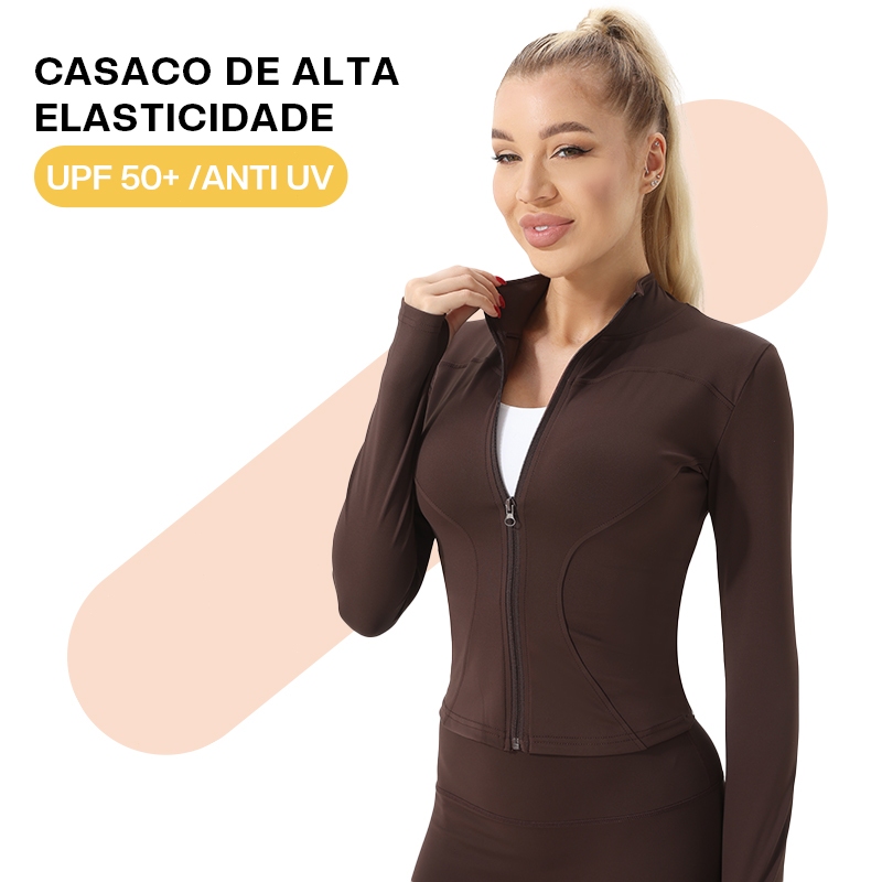 Liouty Jaqueta Feminina de Corrida de Manga Comprida para Ginástica e Ioga Esportiva com T...