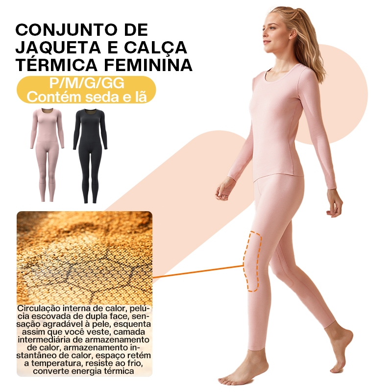 Liouty Lingerie Traje térmico feminino Segunda Pele Térmica Manga Longa com Proteção(THE01)