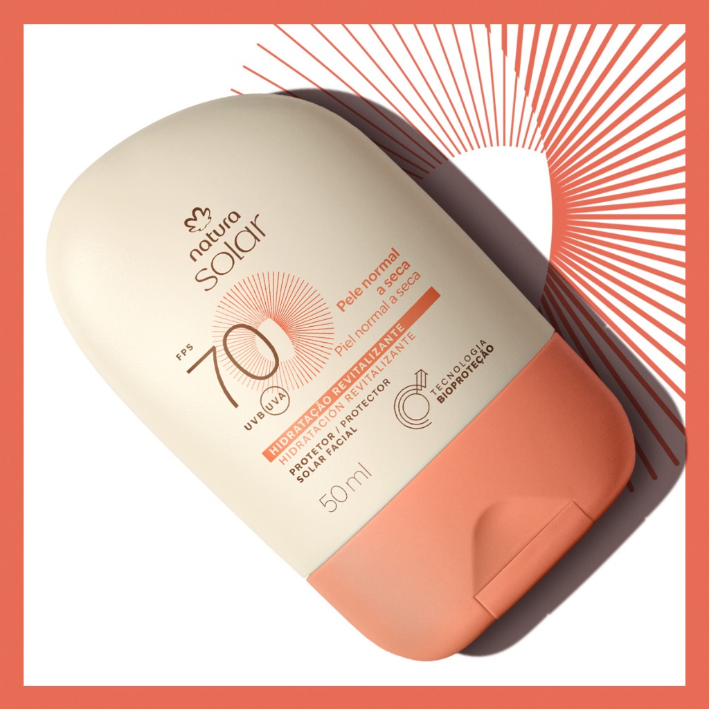 Protetor Solar Facial Pele Normal a Seca FPS 70 Natura Solar 50 ml - Vencimento: 01/27