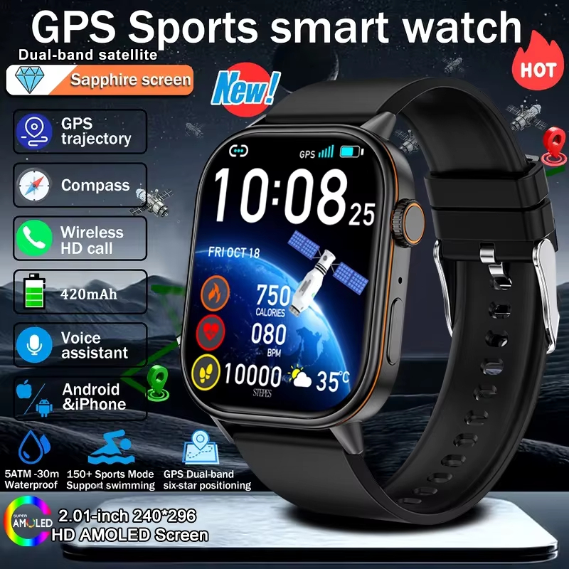 2025 Novo relógio inteligente masculino de detecção de frequência cardíaca para chamadas Bluetooth relógio impermeável