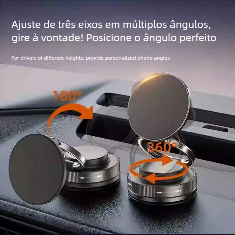 Suporte magnético com adsorção a vácuo, ajuste multi ângulo + dobramento retrátil, adaptação estável