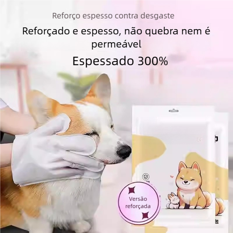 Luvas de limpeza reutilizáveis para pets, toalhetes umedecidos para gatos e cães, ferramenta especial de lavagem a seco