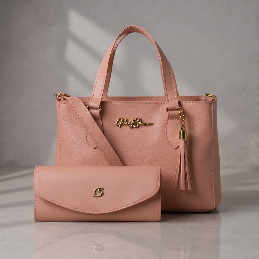 Kit Bolsa Feminina Couro Sintético Tendência + Carteira