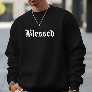 Moletom Masculino Gola Careca Estampado Blessed Streetwear Unlike em Oferta na Shopee