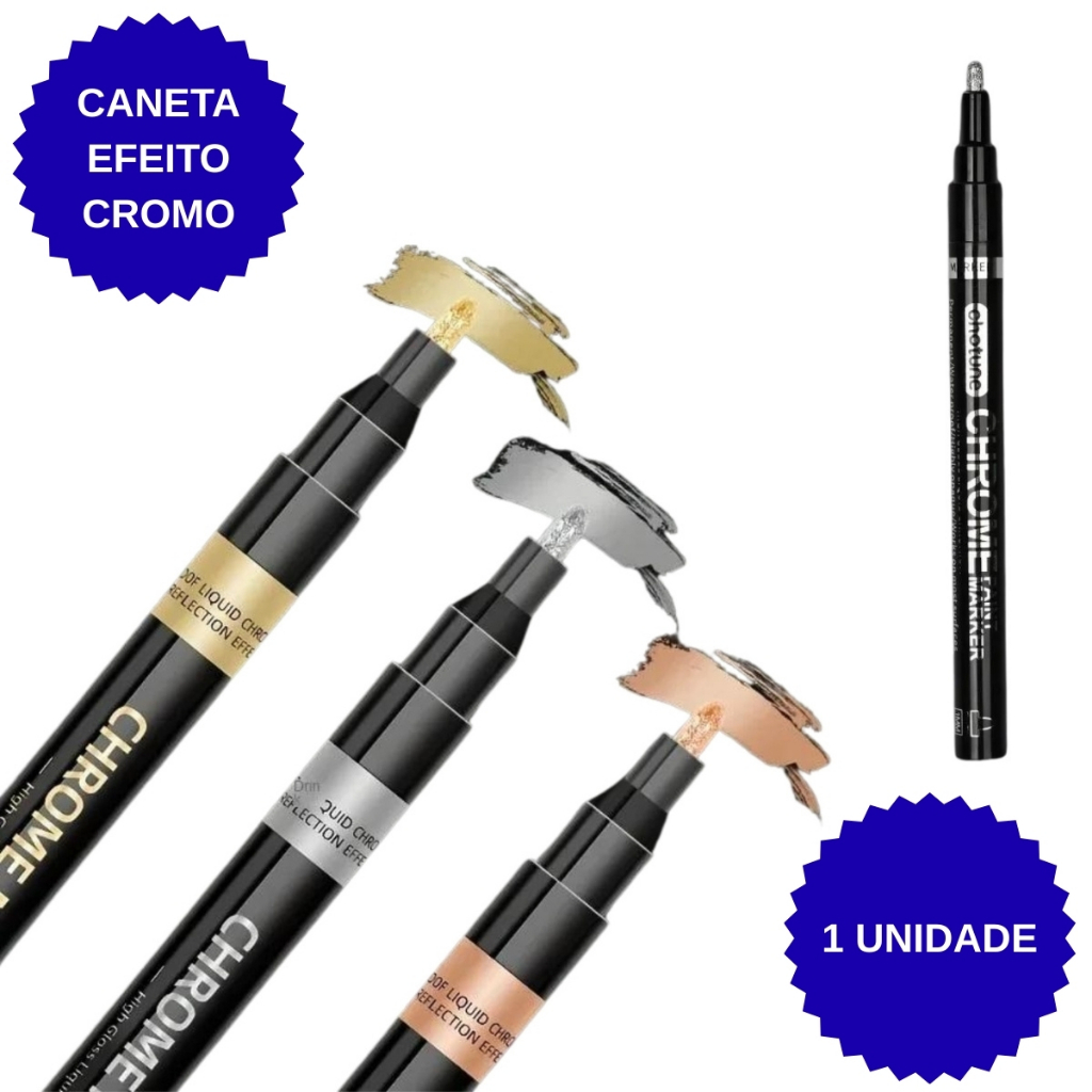 Caneta Marcador Permanente Liquido Efeito Metálico Vidro Espelhos em Oferta na Shopee