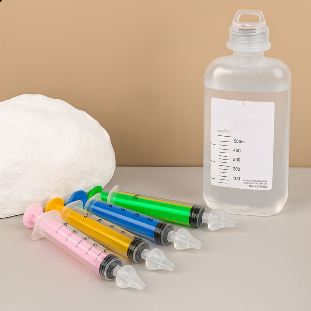 Kit 10 seringa nasal de silicone para lavagem limpeza desentupidor criança variação de cores