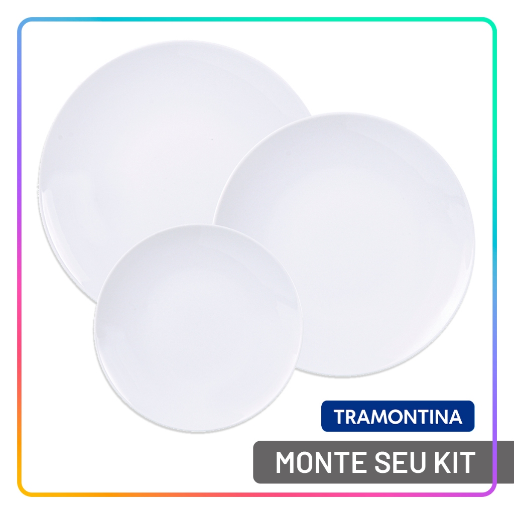 Aparelho de Jantar Leonora Tramontina Jogo de Pratos Rasos, Fundos e Sobremesa com Opções de Kits em Oferta na Shopee