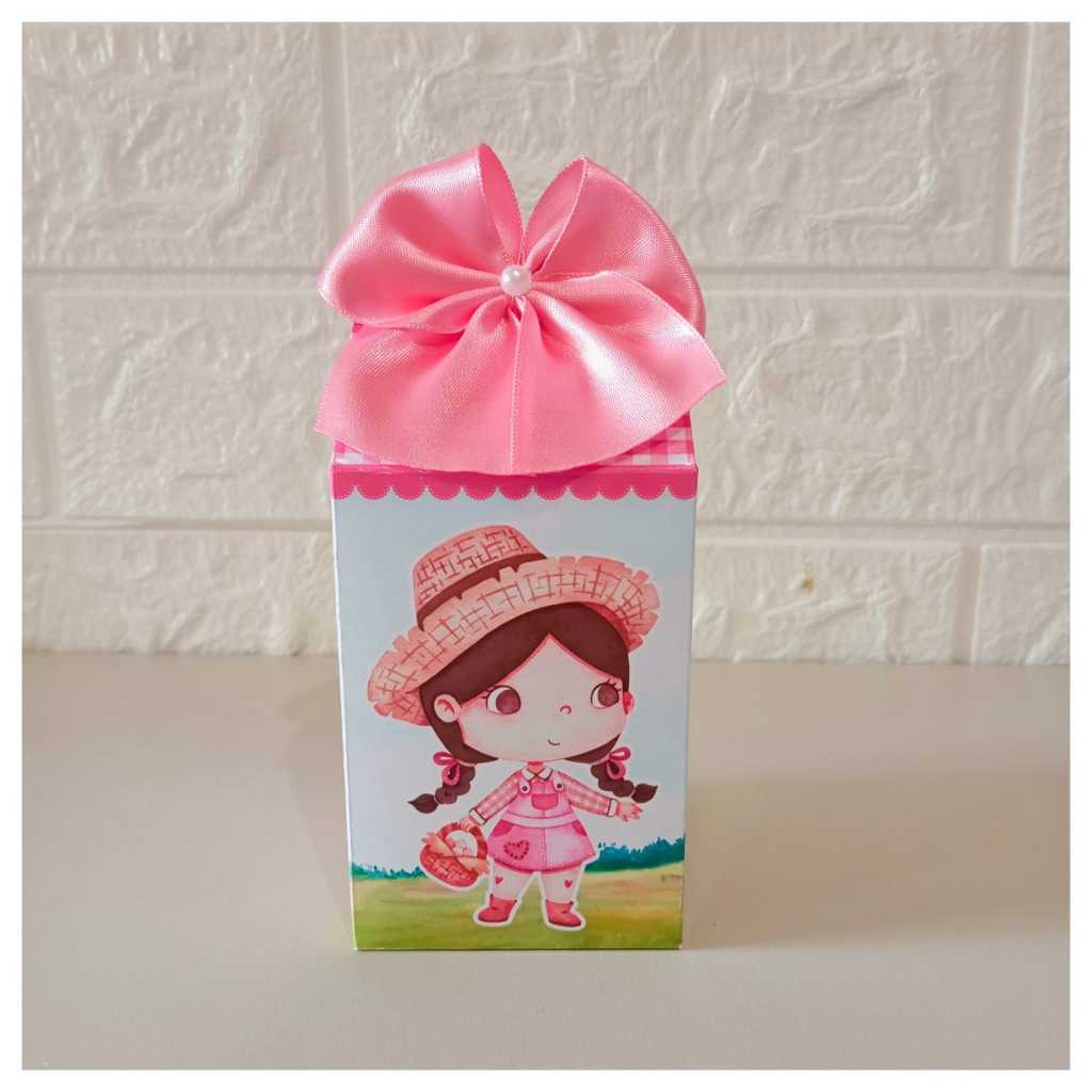 10 Caixa Milk Personalizada - Fazendinha Rosa Menina - PEGUE E MONTE | Lembrancinha Infantil | Festa | Aniversário