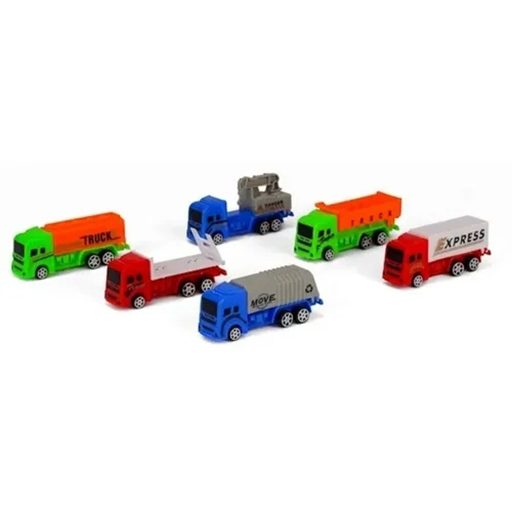 Super Frota Divertida Mini Caminhões JR0328 Com 6 Peças