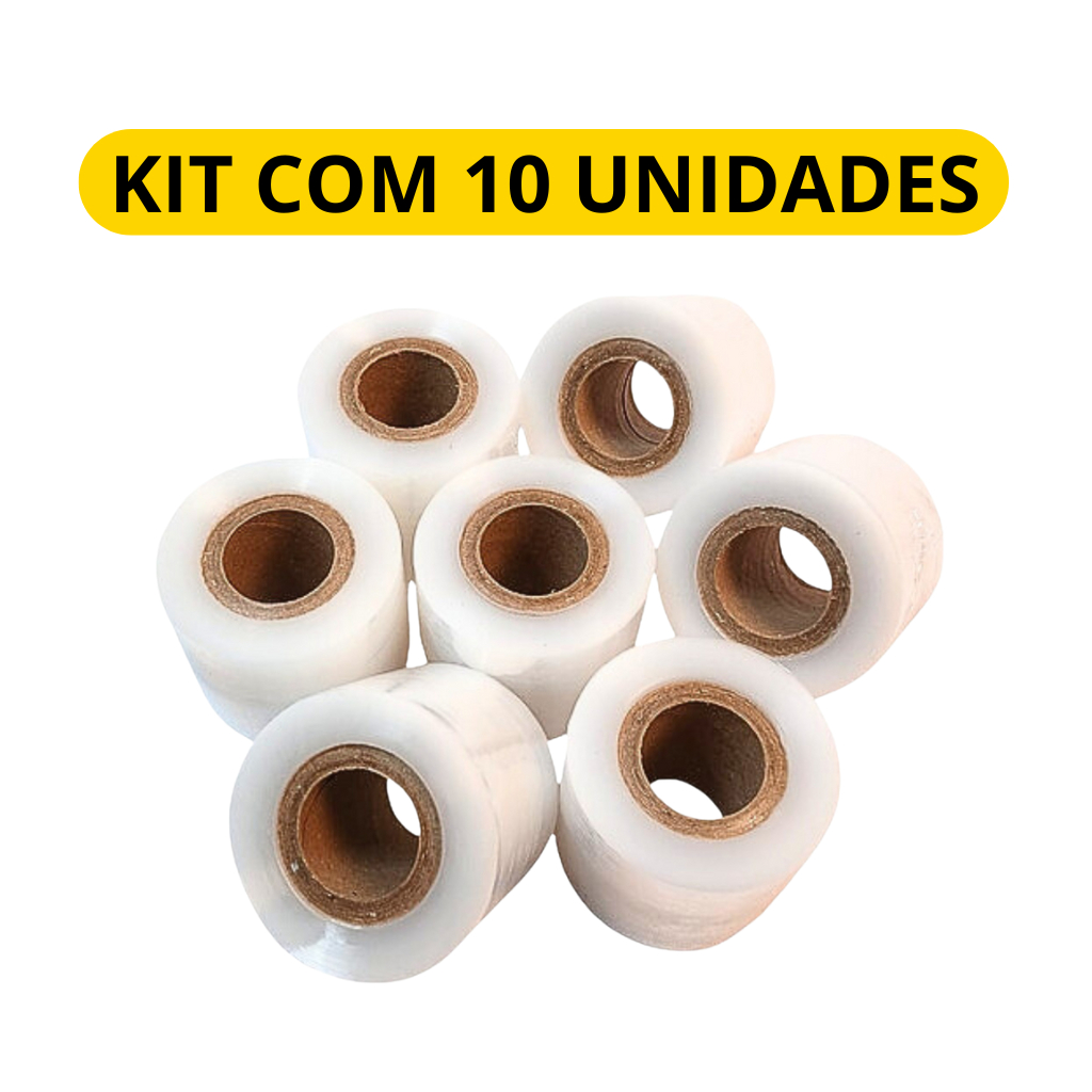 kit 10 Rolos de Filme Stretch 200 metros estirado de 5cm (50mm) para embalar - Vital Embalagens