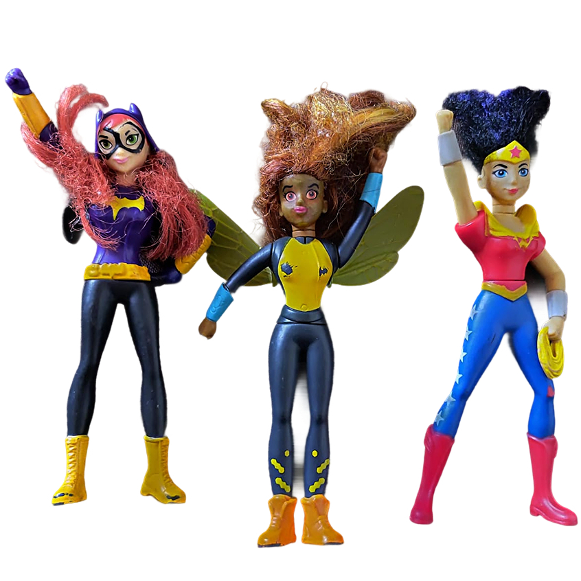 Lote brinquedo bonecas Mc Donalds Dc Mulher Maravilha, Batgirl e Bumblebee