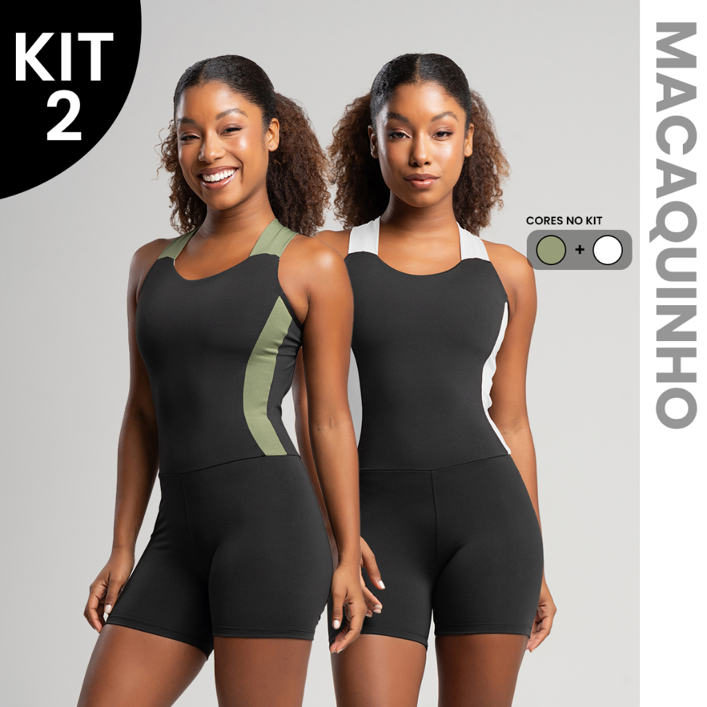 Kit 2 macaquinhos academia fitness cruzado com detalhe neon em Oferta na Shopee