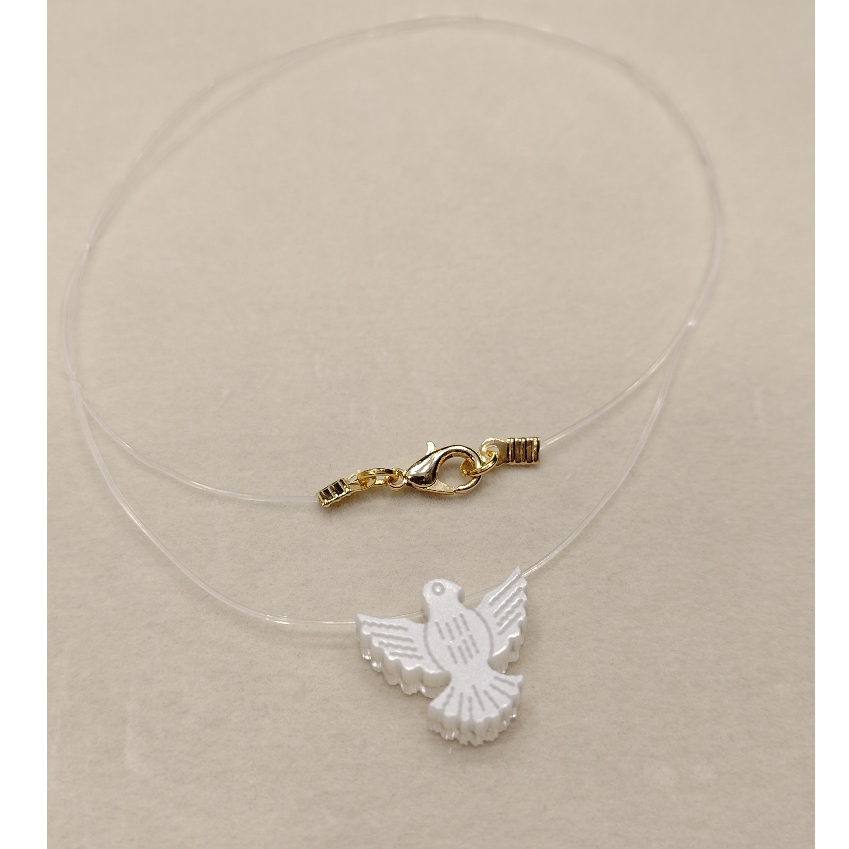 Colar Nylon Invisível Pingente Divino Espírito Santo em Madrepérola - Folheadas a Ouro 18k em Oferta na Shopee