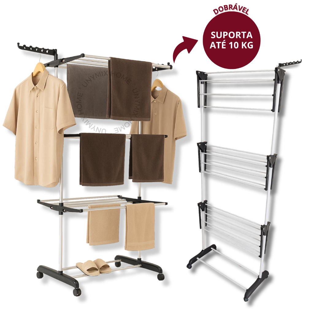 Varal De Chão Vertical 3 Andares Grande Prateleira Dobrável em Oferta na Shopee